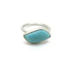 Natural Turquoise Matte Silver Ring