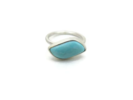 Natural Turquoise Matte Silver Ring