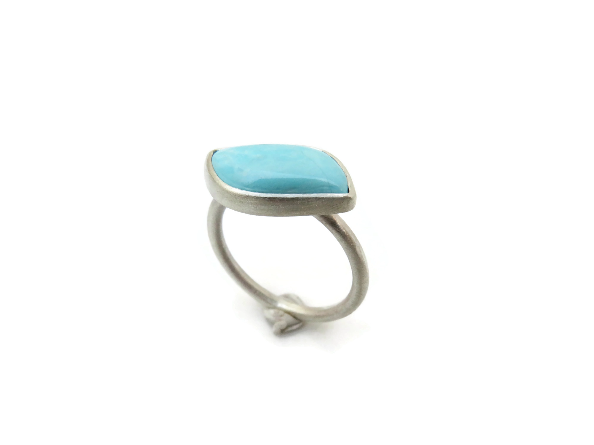 Natural Turquoise Matte Silver Ring