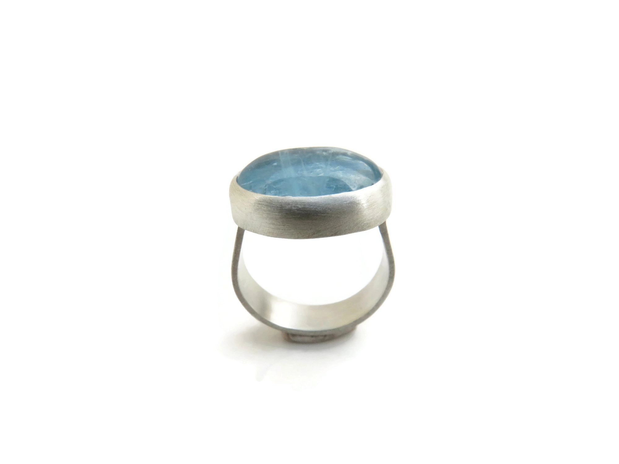 Unique Natural Aquamarine Silver Ring