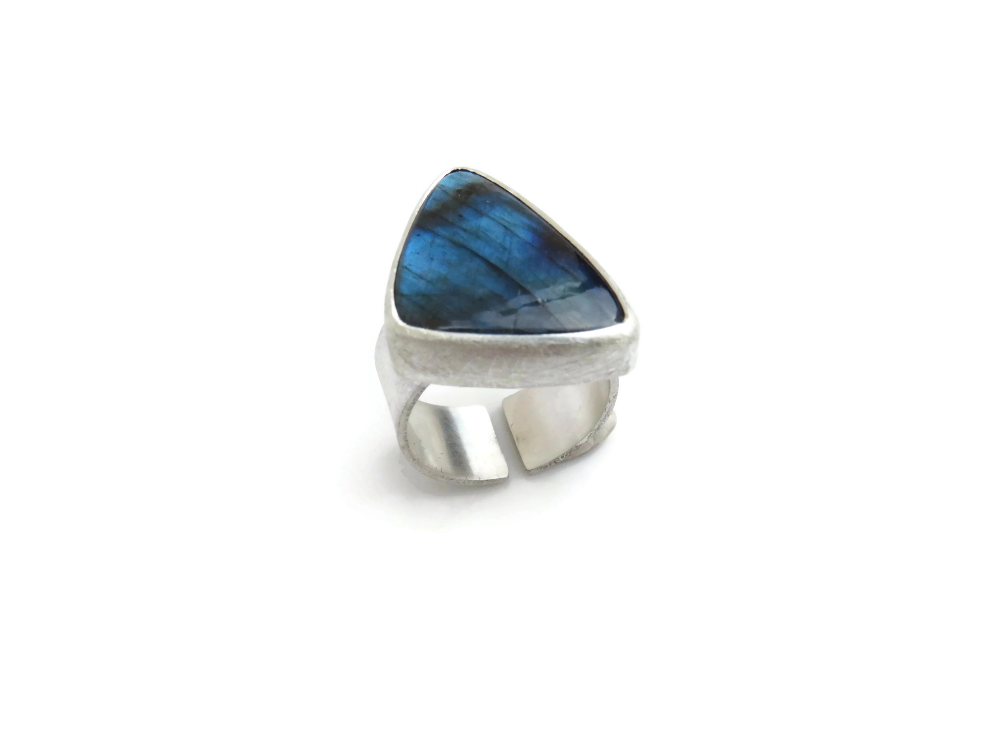 Labradorite Open Silver Ring