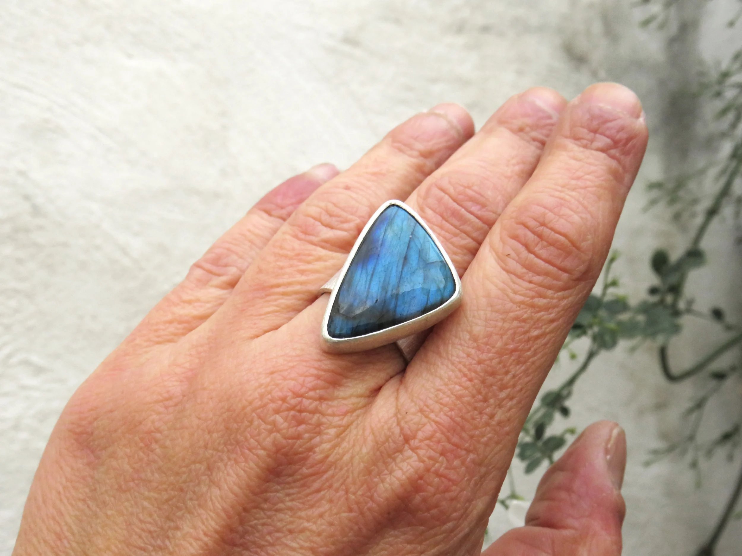 Labradorite Open Silver Ring