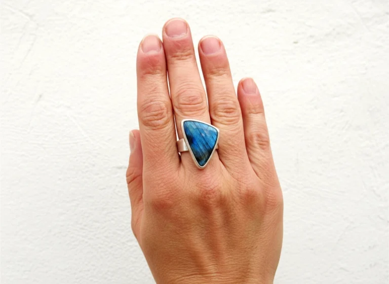 Labradorite Open Silver Ring