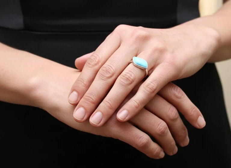 Natural Turquoise Matte Silver Ring
