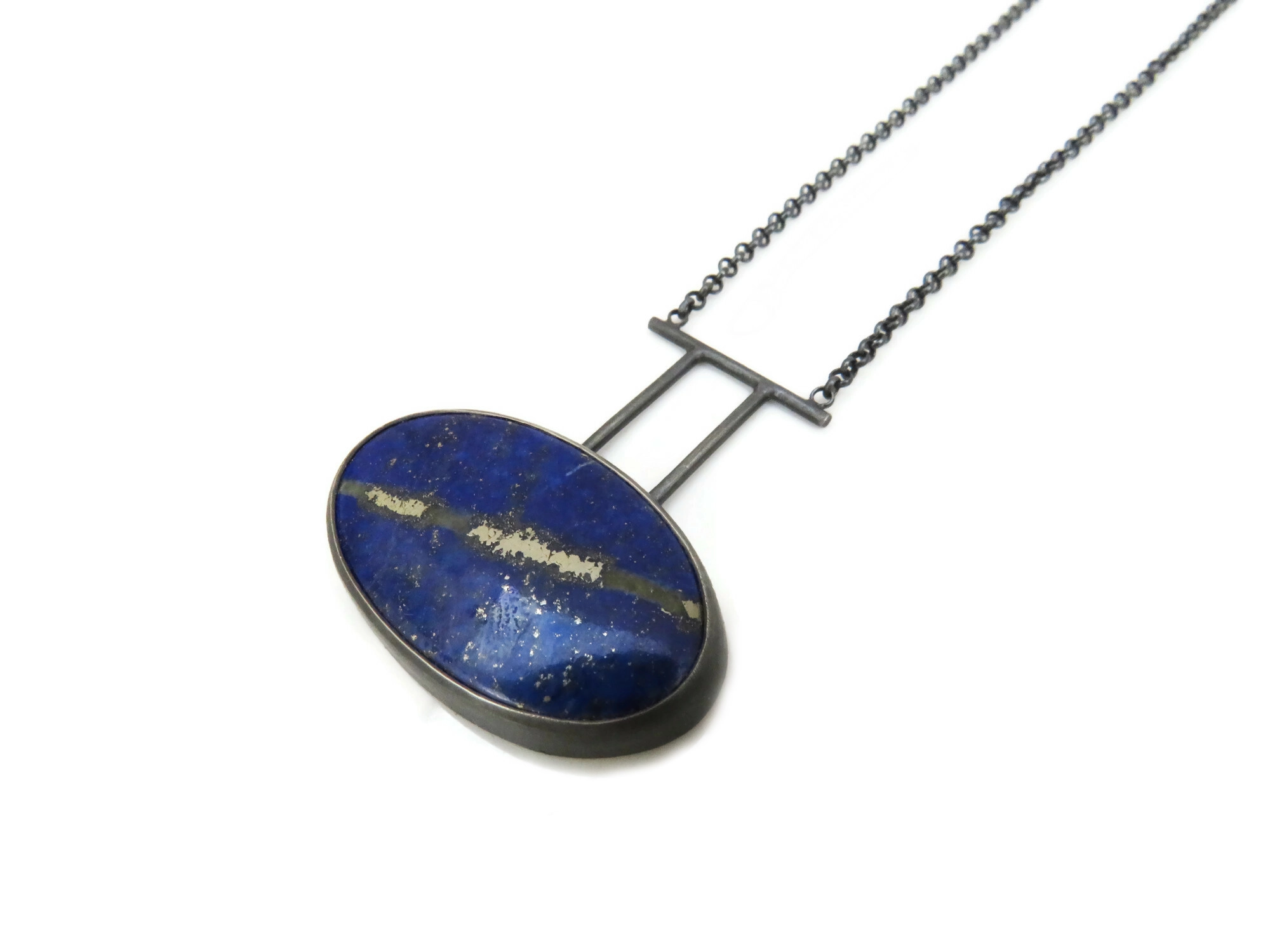 Lapis Lazuli Oxidized Silver Necklace