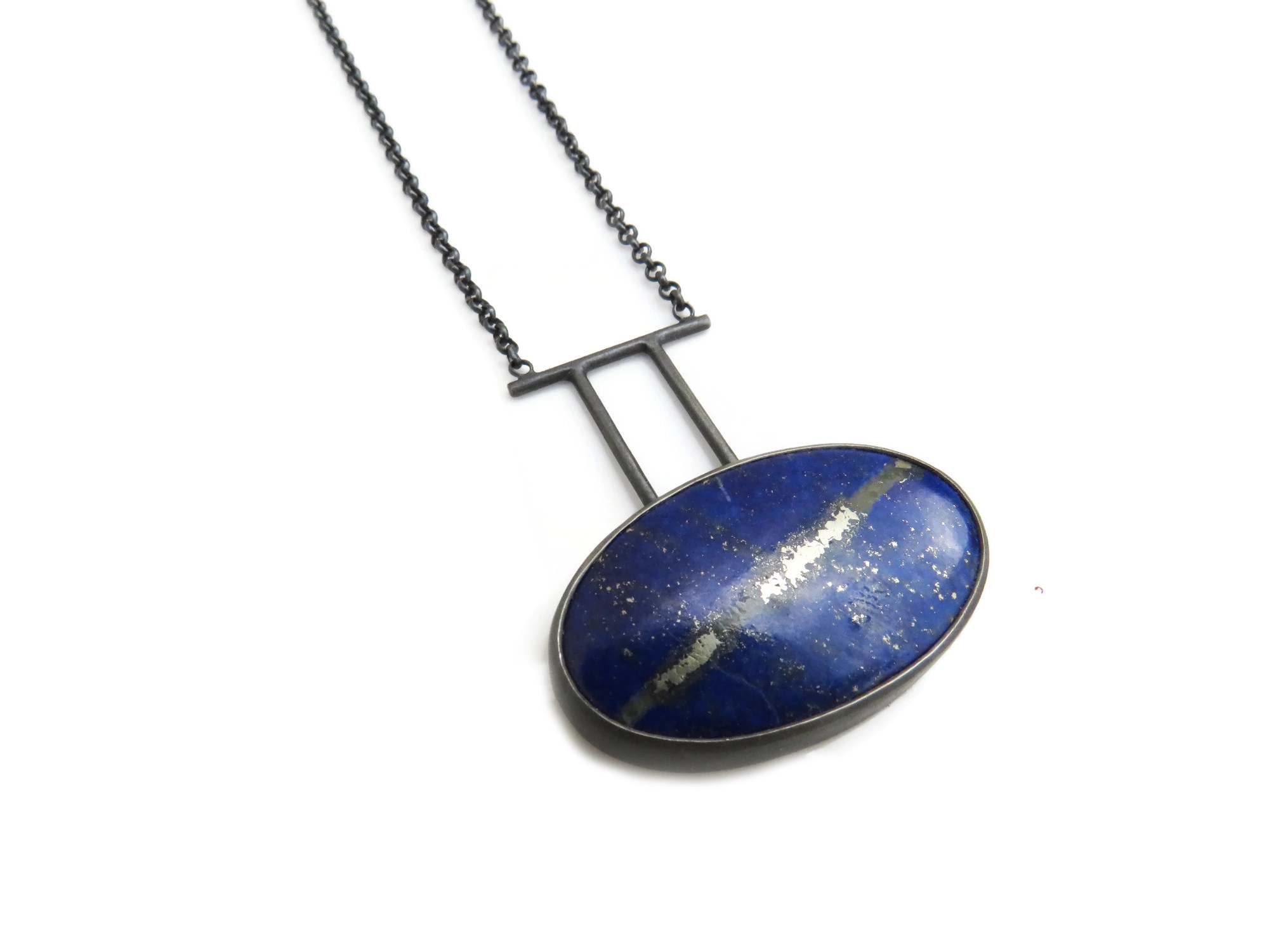 Lapis Lazuli Oxidized Silver Necklace