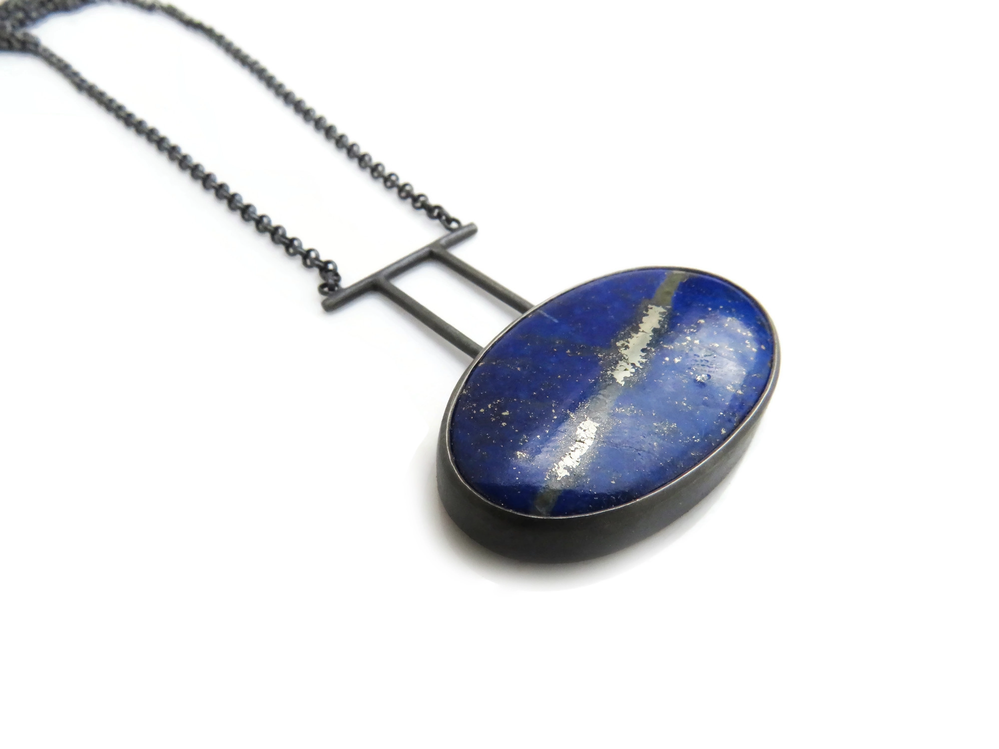 Lapis Lazuli Oxidized Silver Necklace