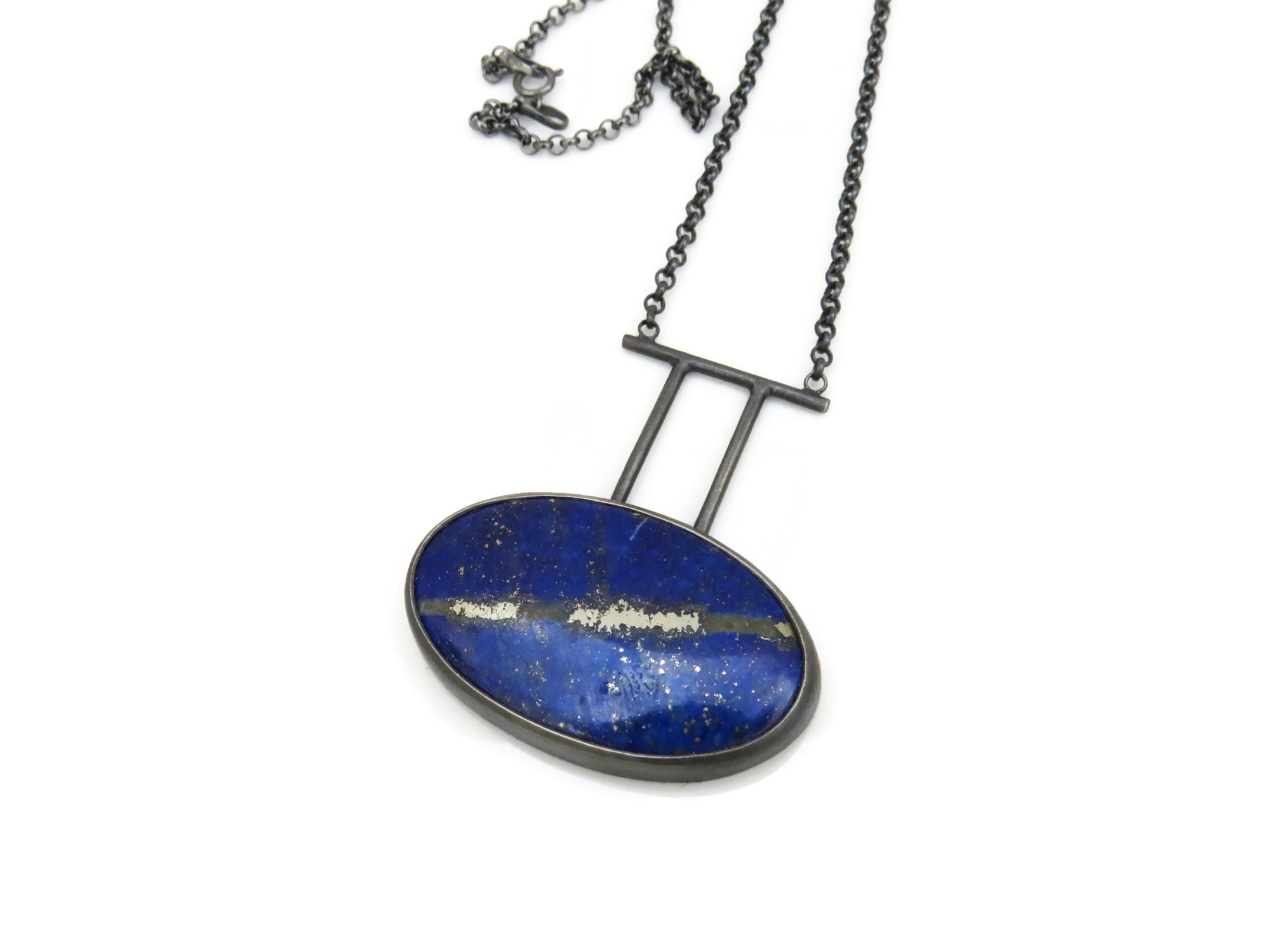 Lapis Lazuli Oxidized Silver Necklace