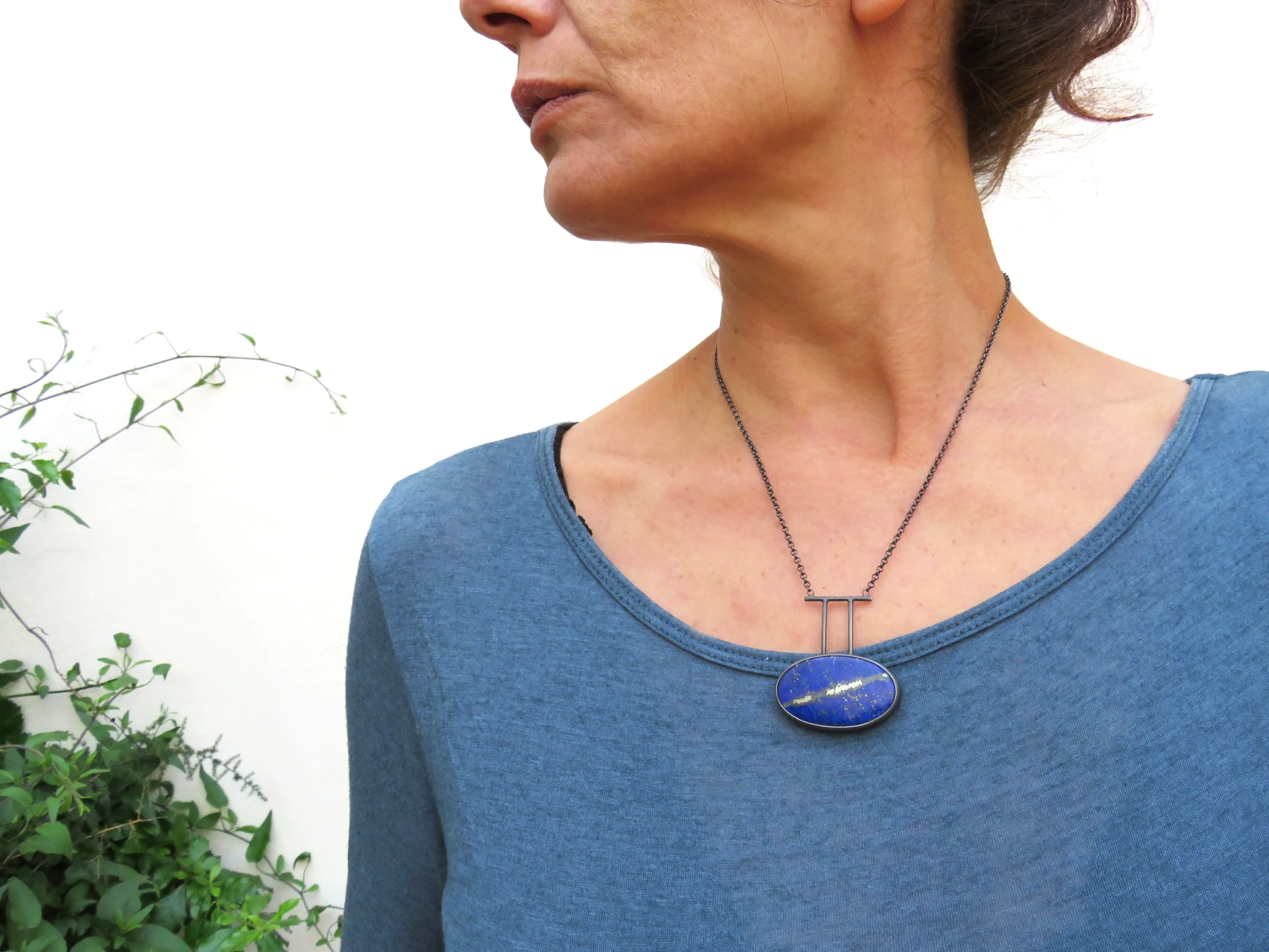 Lapis Lazuli Oxidized Silver Necklace