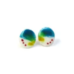Hand-Painted Enamel Silver Stud Earrings