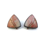 Polychrome Jasper Oxidized Silver Stud Earrings