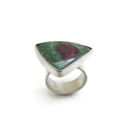 Adjustable Silver Ring with Ruby Zoisite
