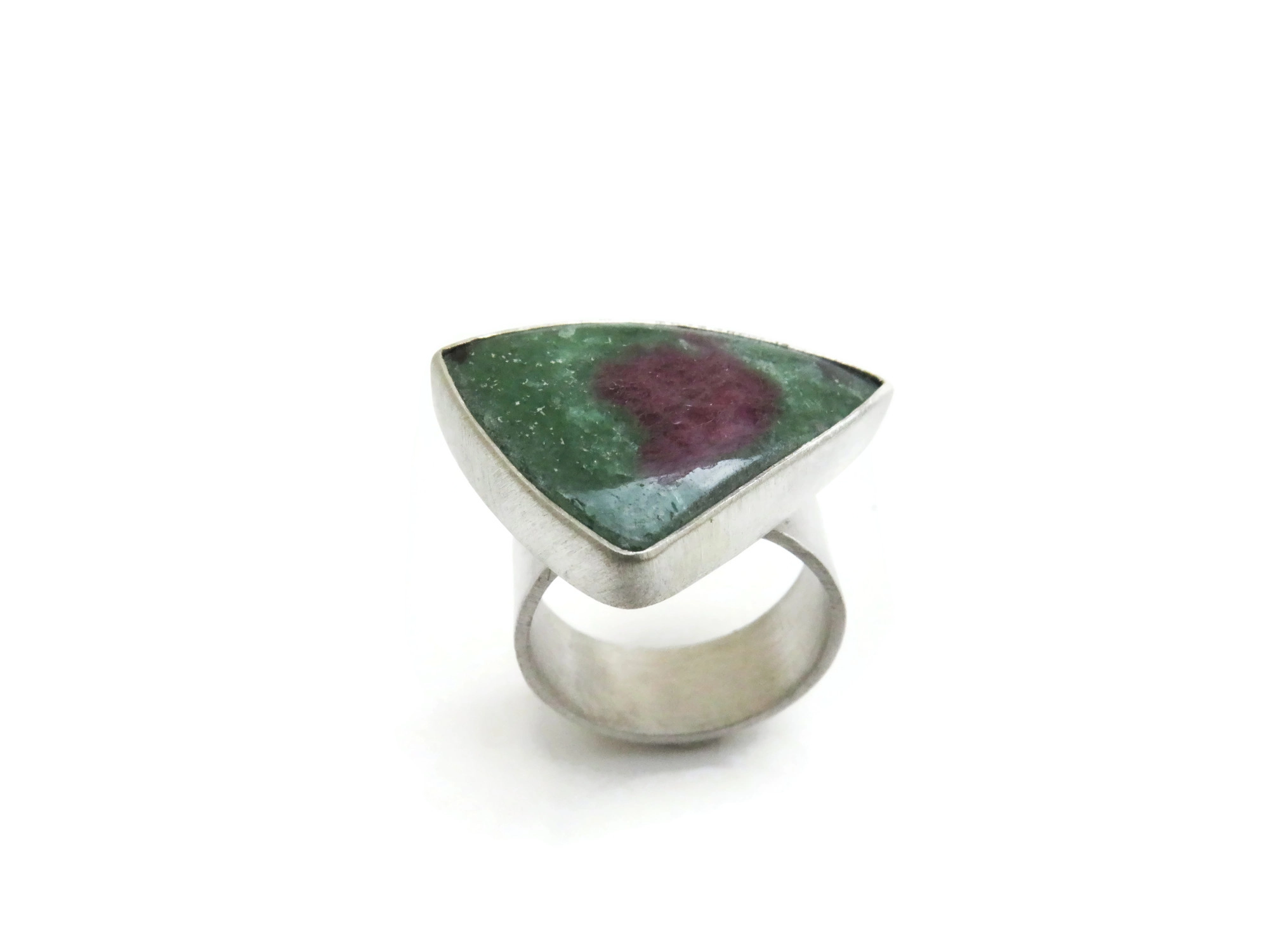 Adjustable Silver Ring with Ruby Zoisite