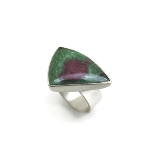 Adjustable Silver Ring with Ruby Zoisite