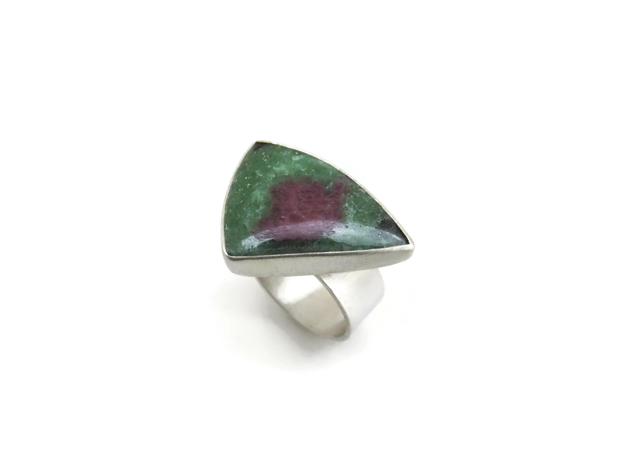 Adjustable Silver Ring with Ruby Zoisite