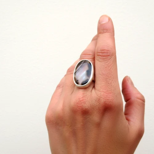 Translucent Agate Silver Ring