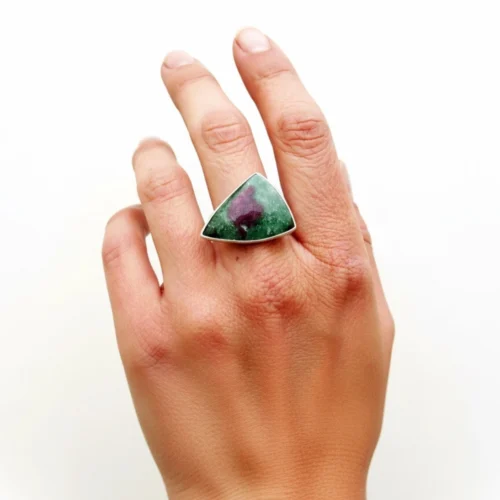 Adjustable Silver Ring with Ruby Zoisite