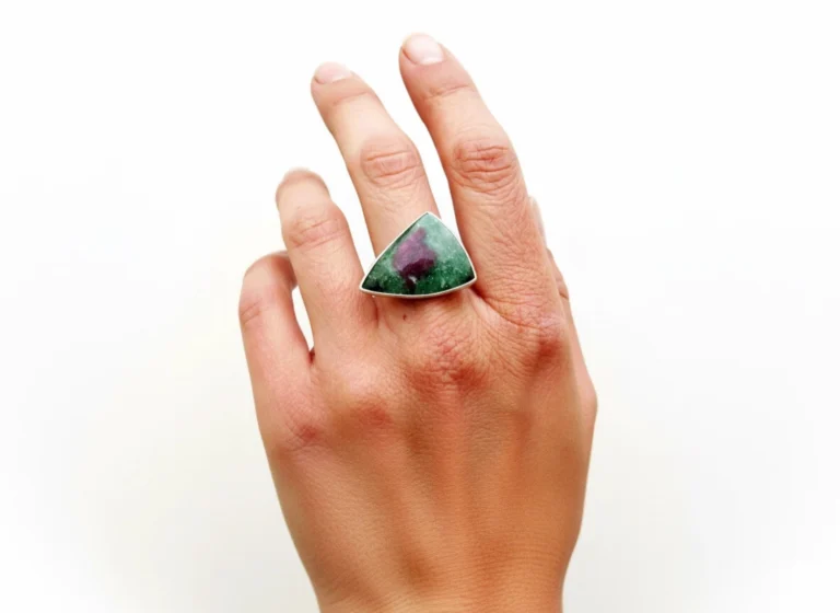 Adjustable Silver Ring with Ruby Zoisite