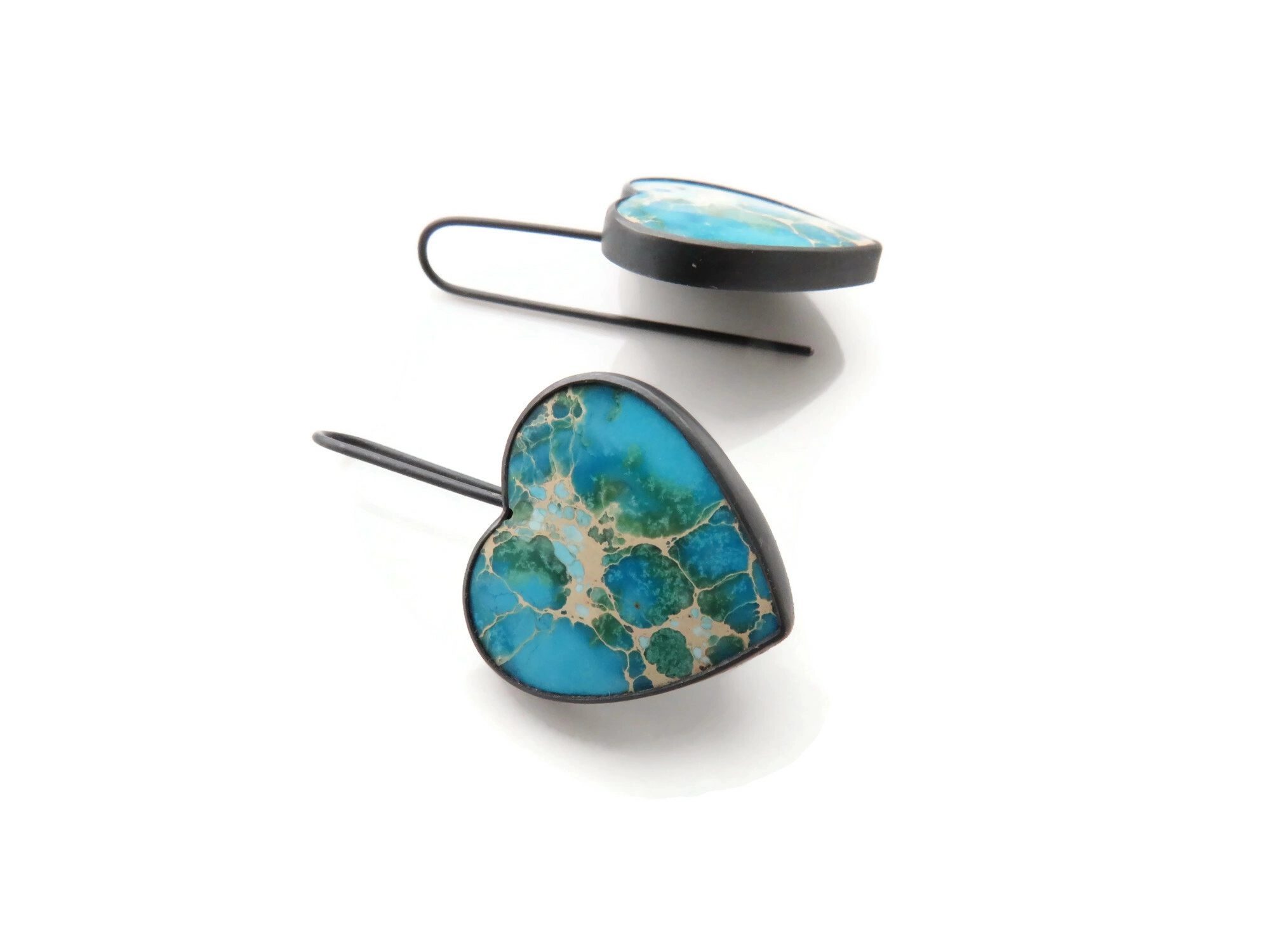 Heart Earrings Sea Sediment Jasper