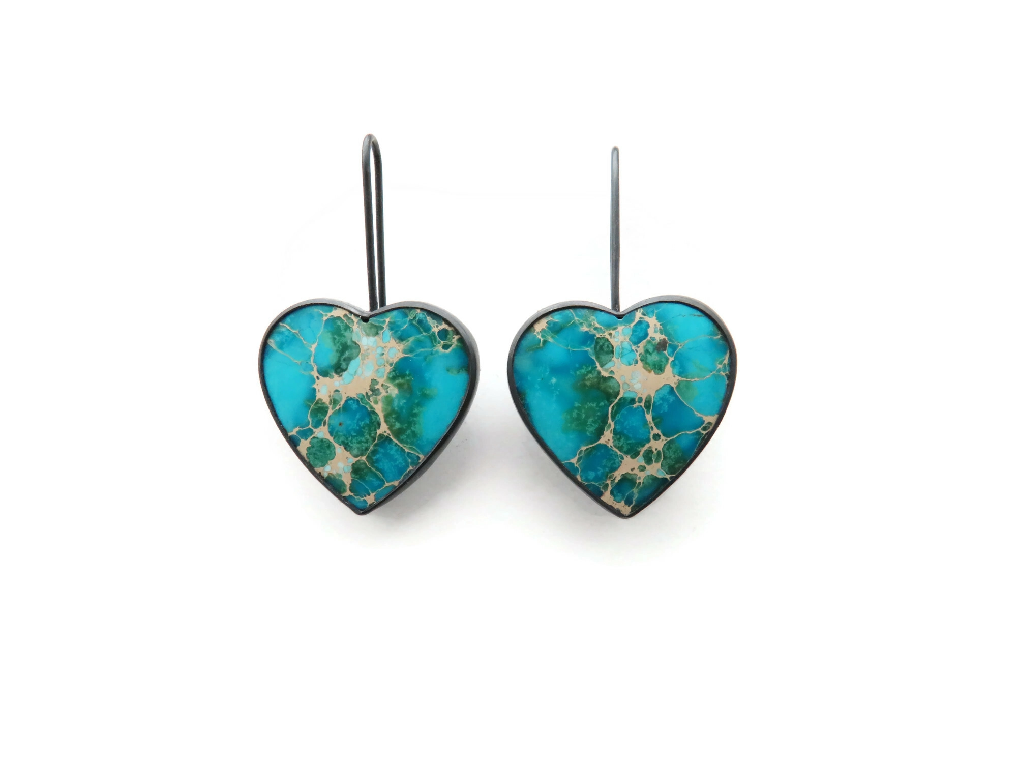 Heart Earrings Sea Sediment Jasper