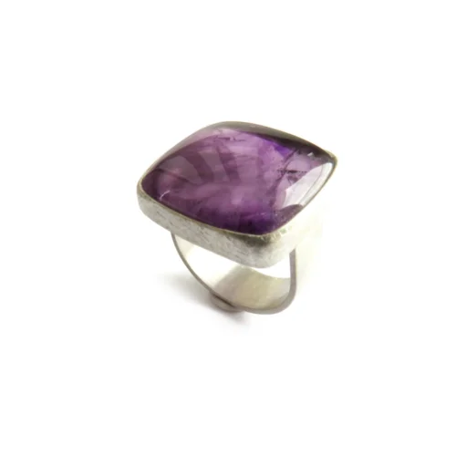 Large Trapiche Amethyst Silver Ring