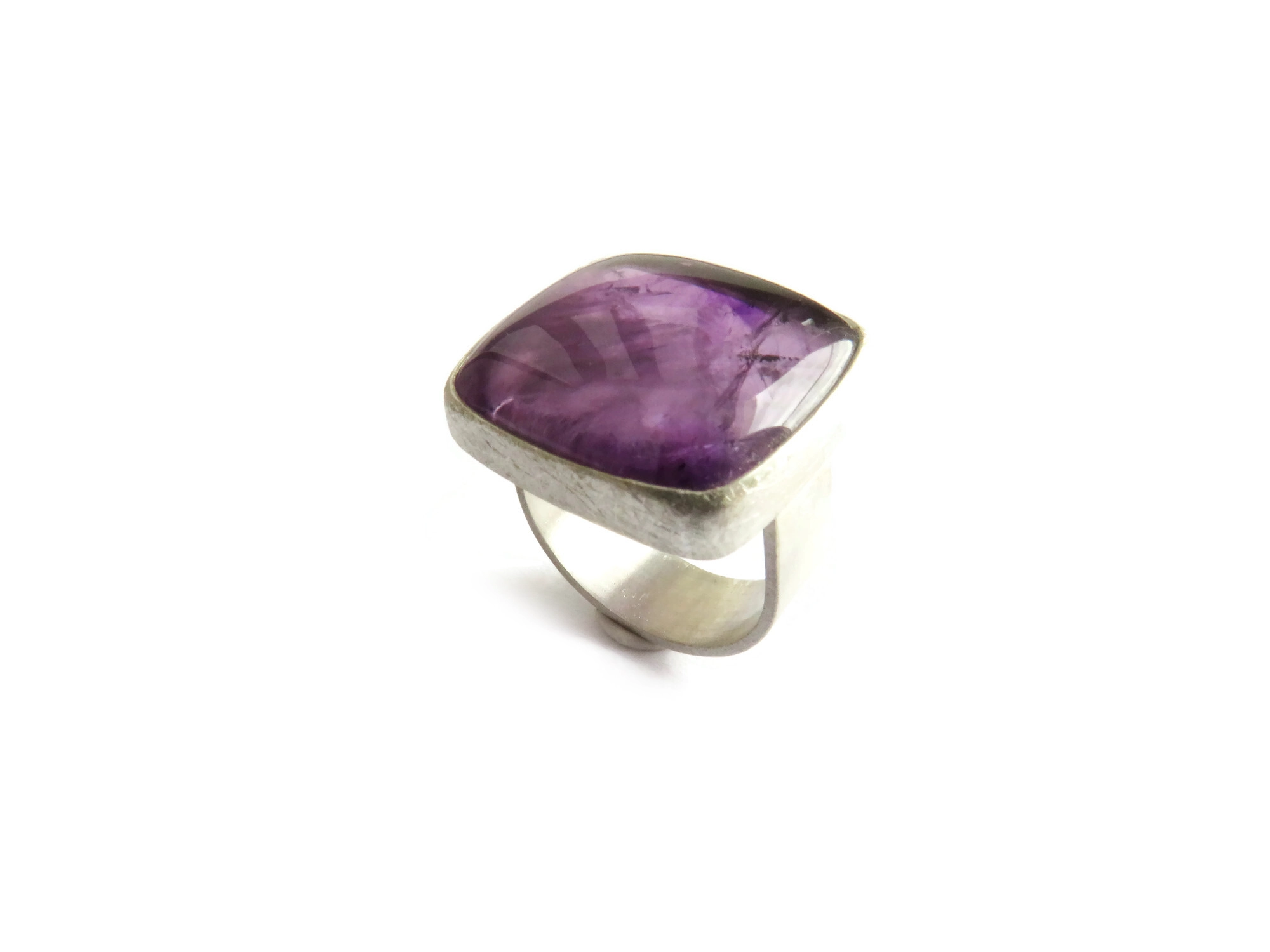Large Trapiche Amethyst Silver Ring