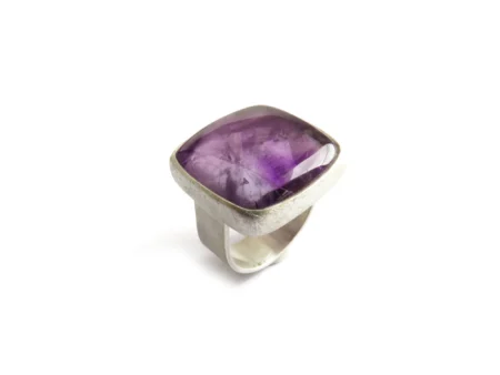 Large Trapiche Amethyst Silver Ring
