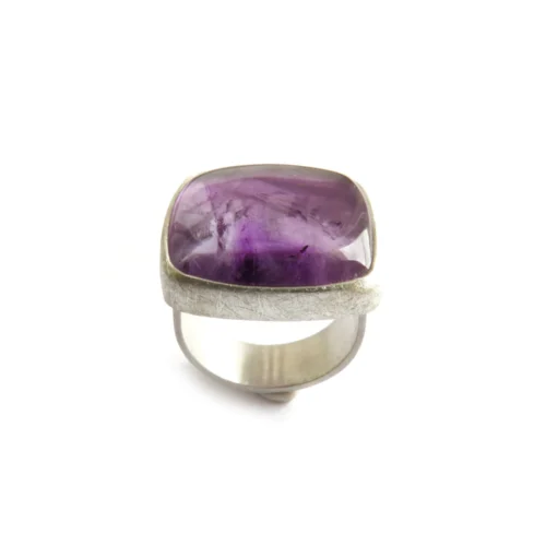 Large Trapiche Amethyst Silver Ring