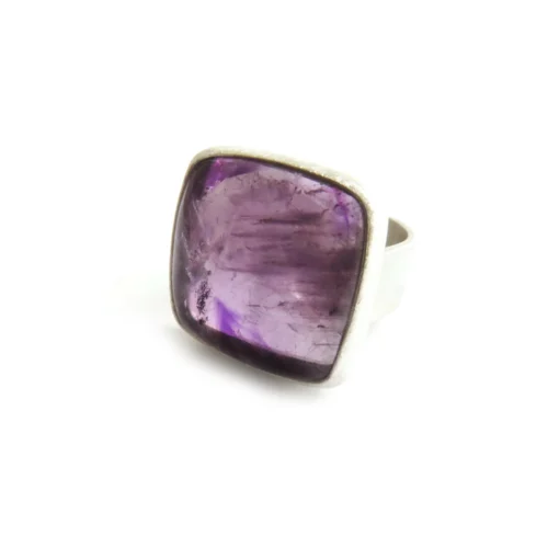Large Trapiche Amethyst Silver Ring