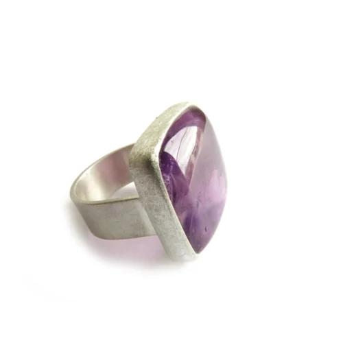 Large Trapiche Amethyst Silver Ring