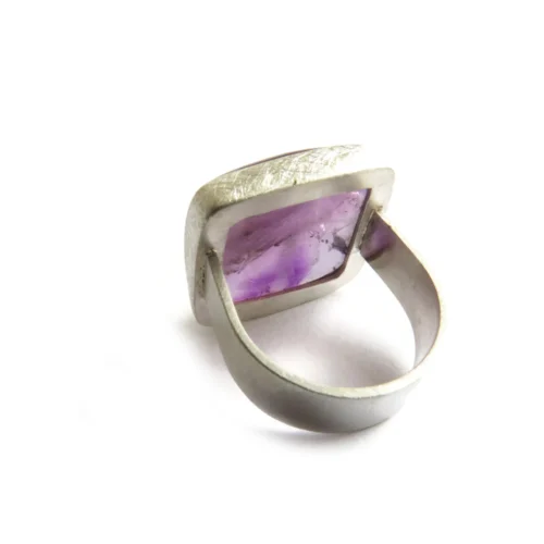 Large Trapiche Amethyst Silver Ring