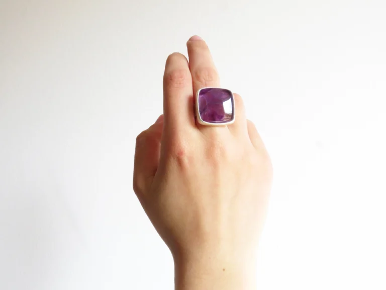 Large Trapiche Amethyst Silver Ring