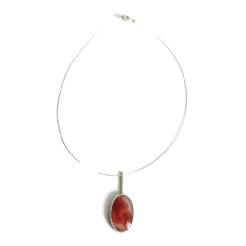 Carnelian Agate Silver Pendant