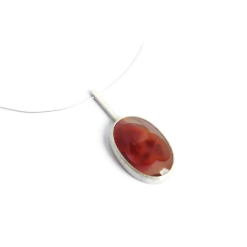 Carnelian Agate Silver Pendant