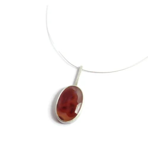 Carnelian Agate Silver Pendant