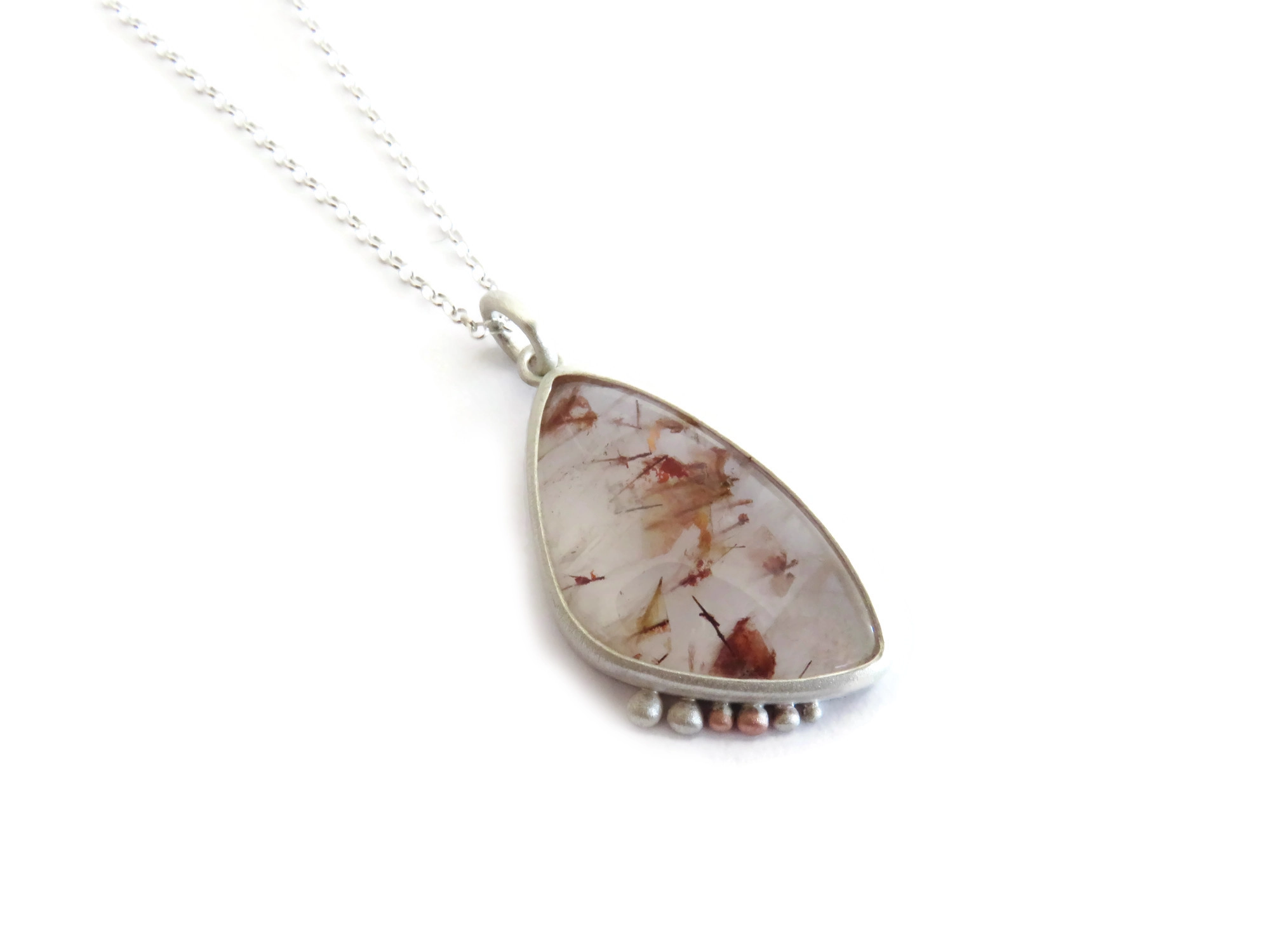 Red Rutilated Quartz Silver Pendant
