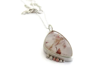 Red Rutilated Quartz Silver Pendant