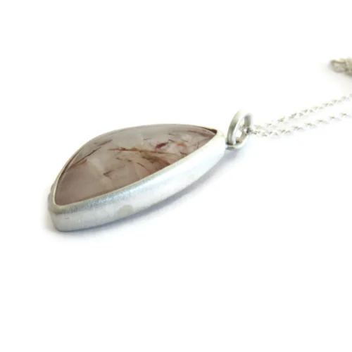 Red Rutilated Quartz Silver Pendant