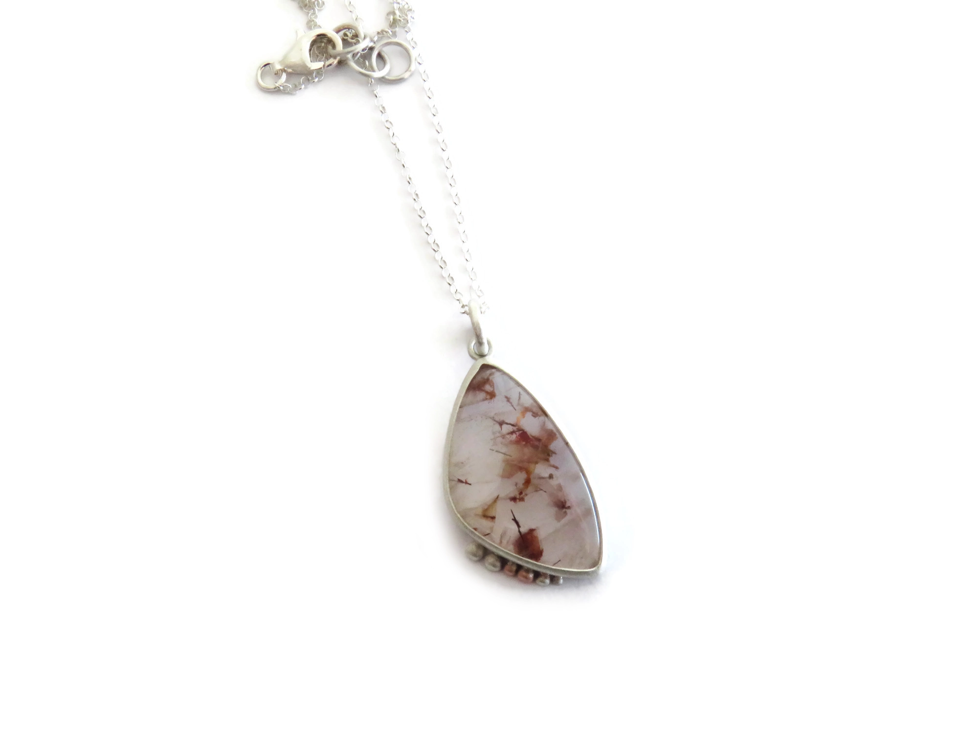 Red Rutilated Quartz Silver Pendant