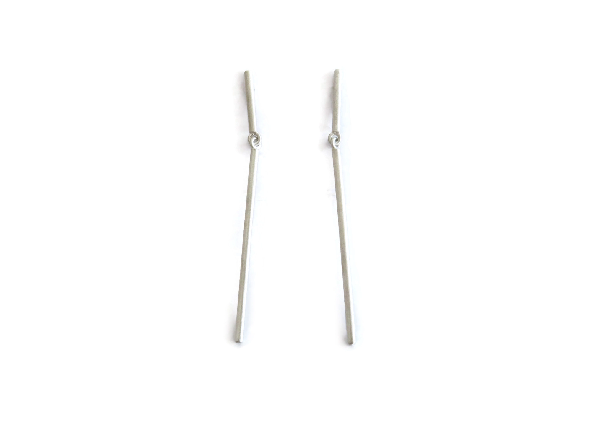 Minimalist Long Silver Earrings