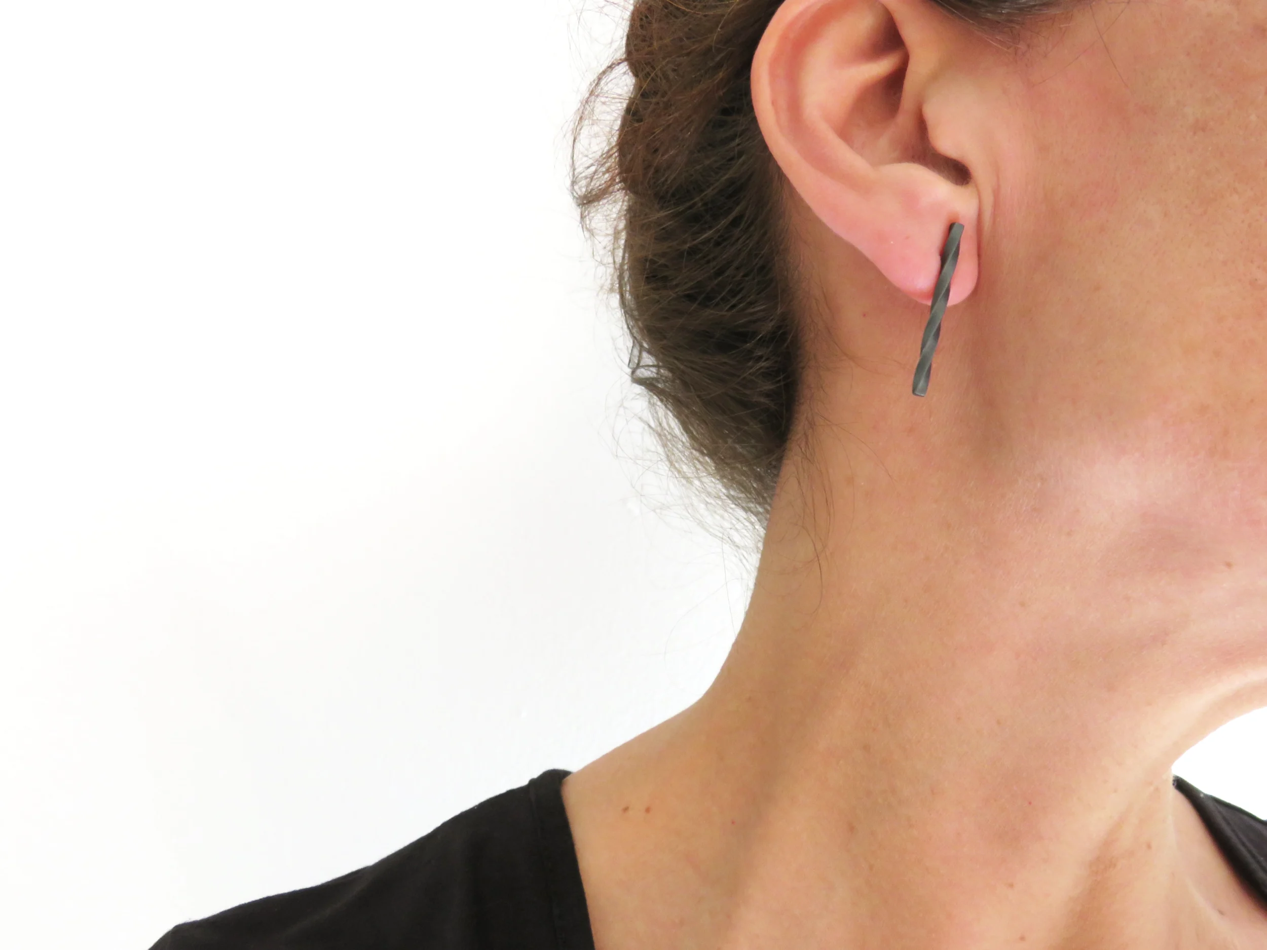 Minimalist Oxidized Silver Stud Earrings