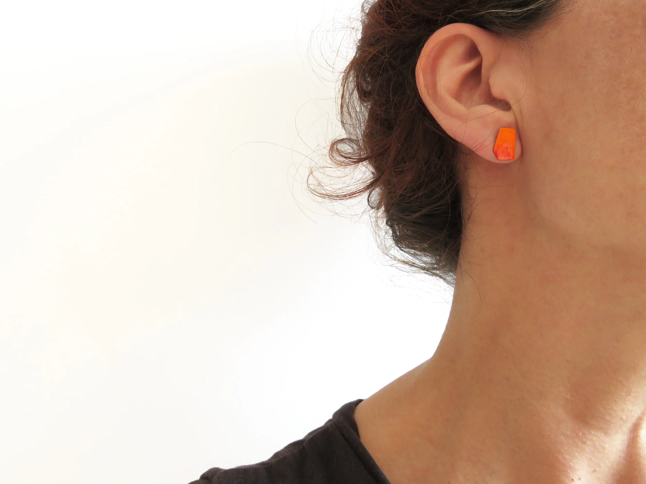 Small Enamel Earrings in Orange and Red