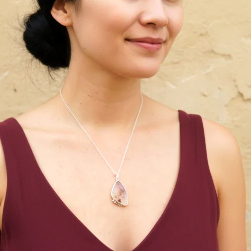 Red Rutilated Quartz Silver Pendant
