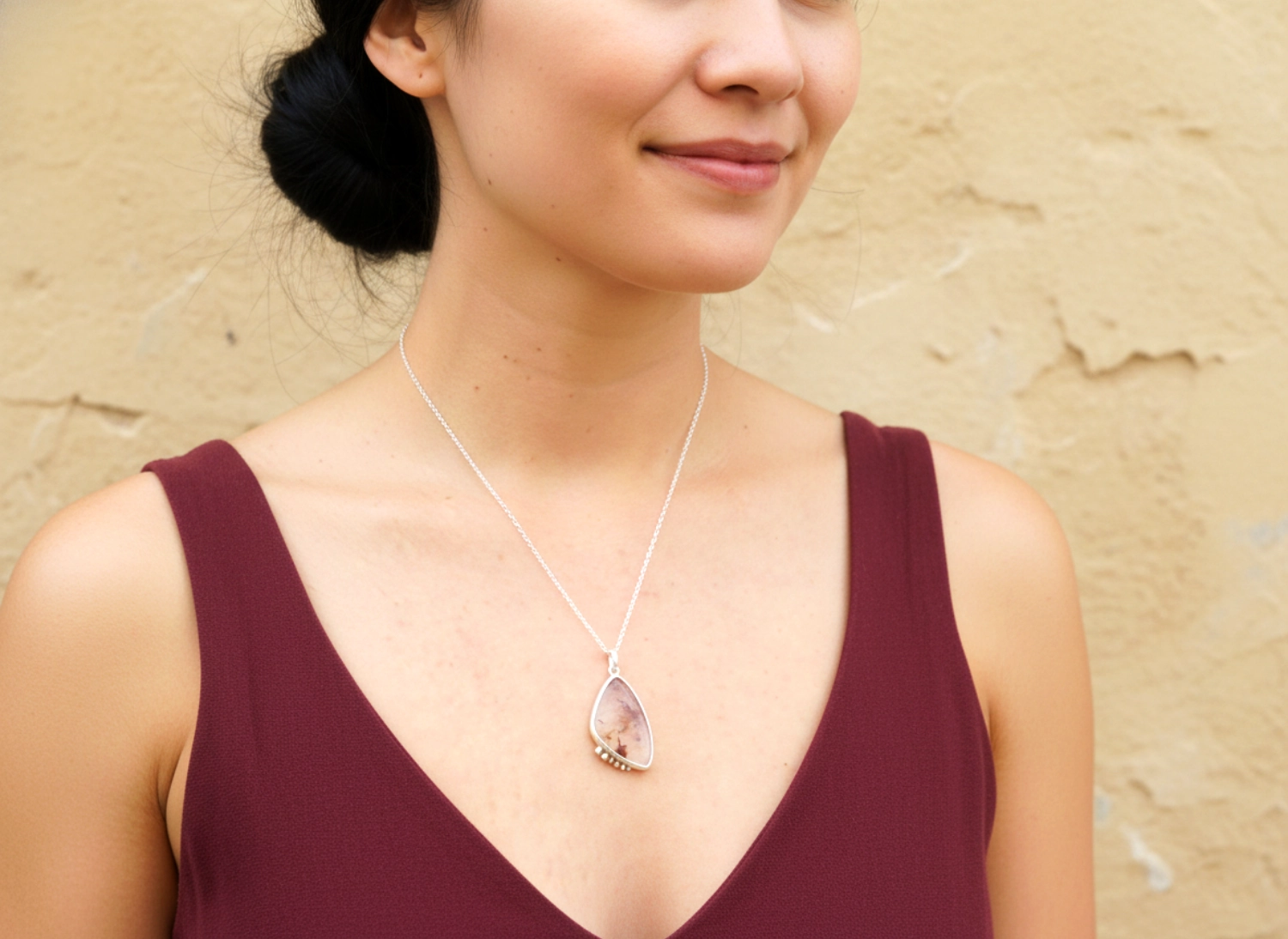 Red Rutilated Quartz Silver Pendant