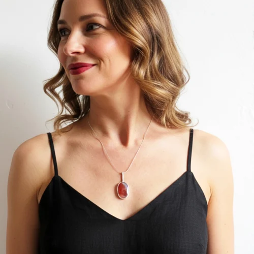 Carnelian Agate Silver Pendant