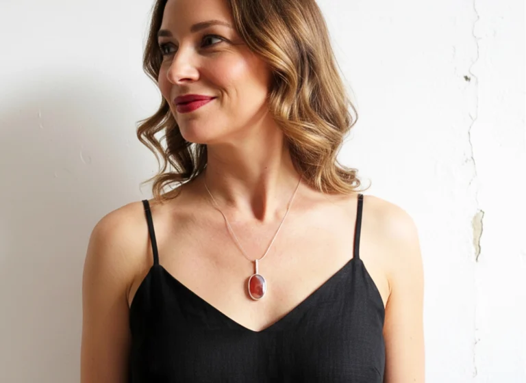 Carnelian Agate Silver Pendant
