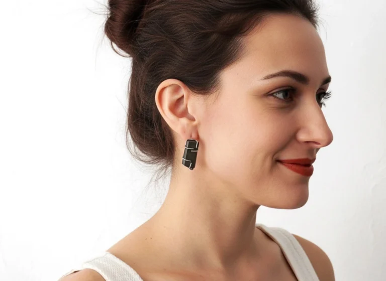 Rough Pyrite Silver Dangle Earrings