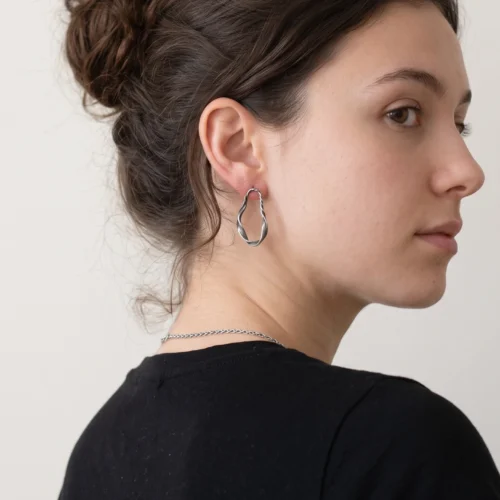 Oxidized Sculptural Silver Earrings