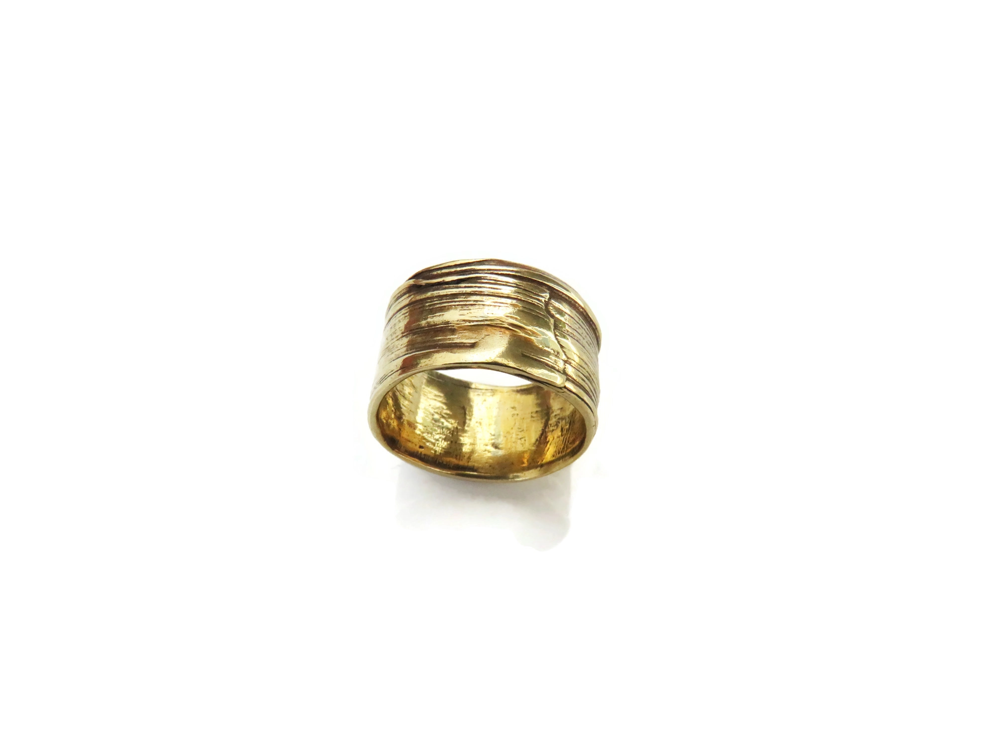 Wide Textured Bronze Ring