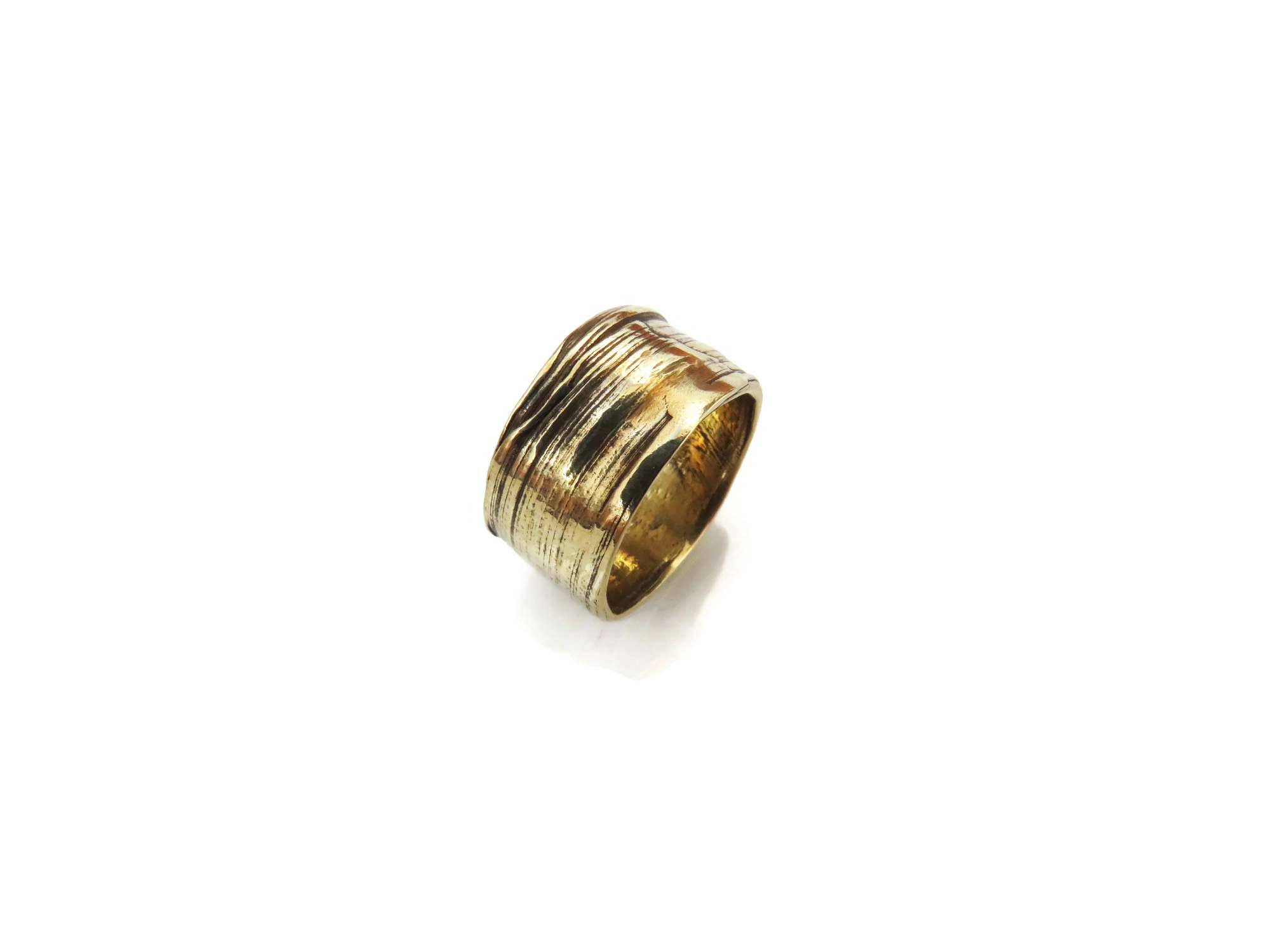 Wide Textured Bronze Ring